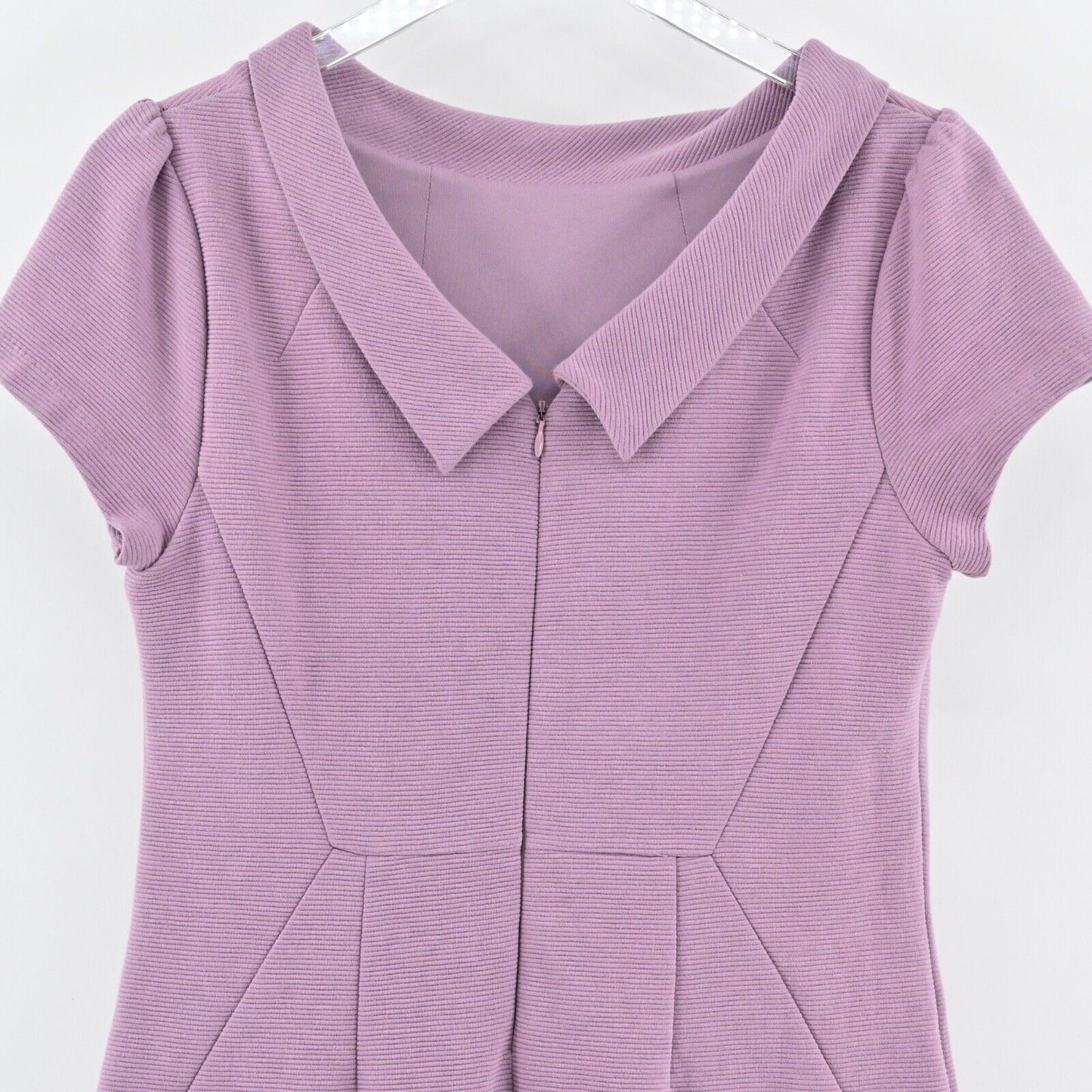 BODEN Dress Size 10P Purple Cotton High Neck Short Sleeve Betty Ottoman Sheath