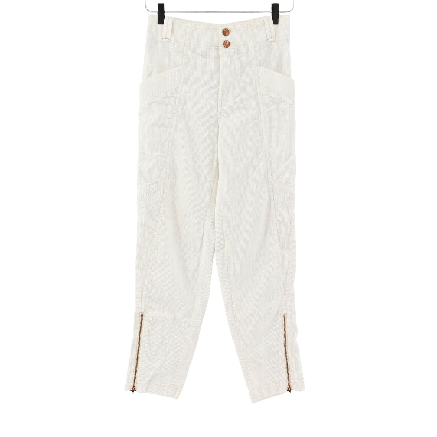 ANTHROPOLOGIE Pants Womens Size 25 Pilcro White Corduroy Slim Pocket Zip Ankle
