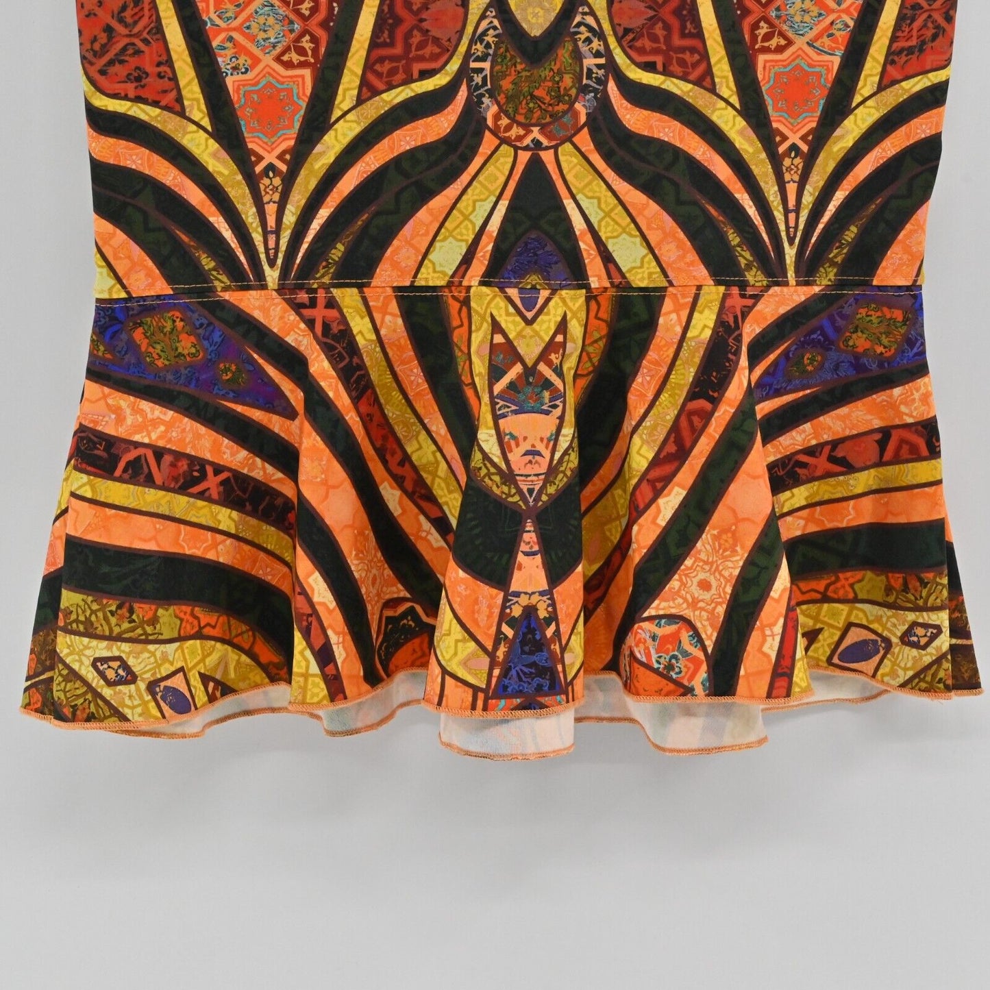 TORN by RONNY KOBO Skirt Womens Sz S Orange Boho Geometric Paris Trumpet Pencil