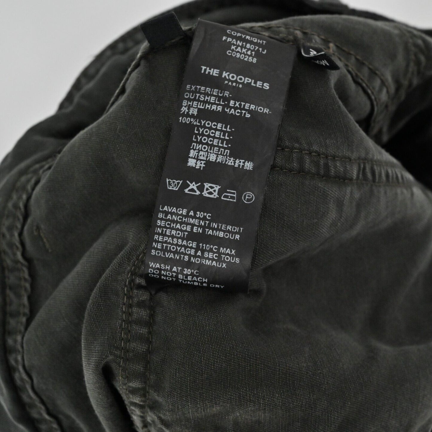 THE KOOPLES Jeans Womens Sz M Dark Olive Slim-Leg Cropped Utility Pants Pockets