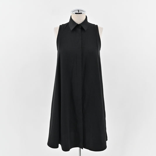Amanda Uprichard Black Mini Dress Size XS Sleeveless Collared Relaxed Fit Chic
