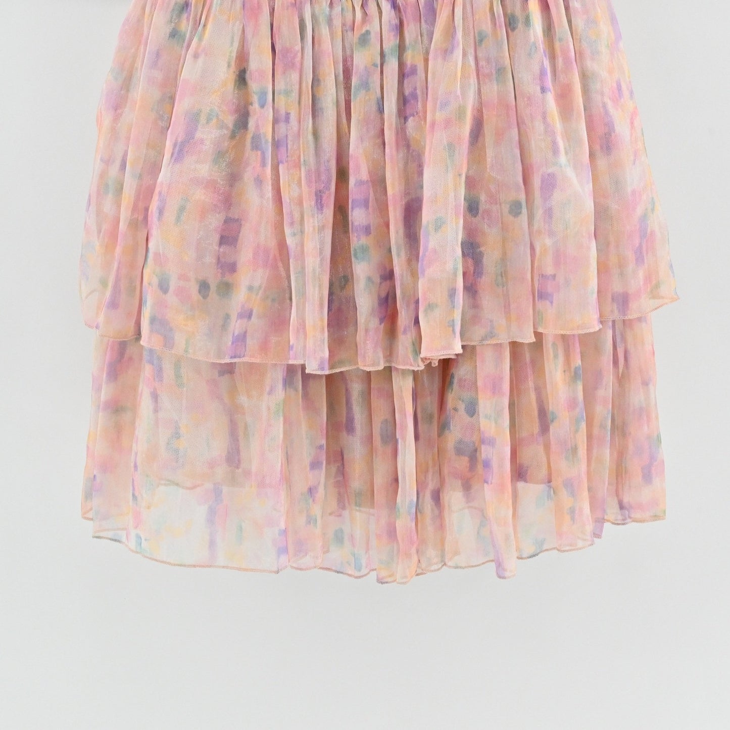 Maya Puff Sleeve Organza Mini Dress Size 8 Pastel Multi Floral Tiered Fairycore