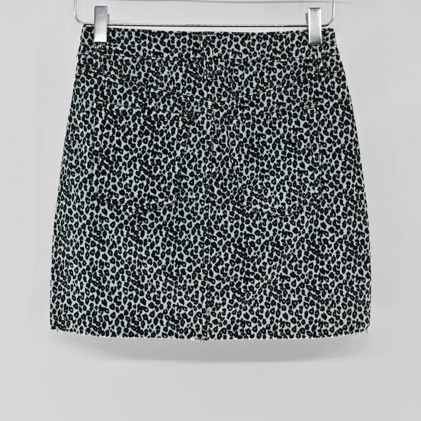 TDC Womens Sz XS Animal Print Mini Skirt by Topson Corduroy Mint Green Black NEW
