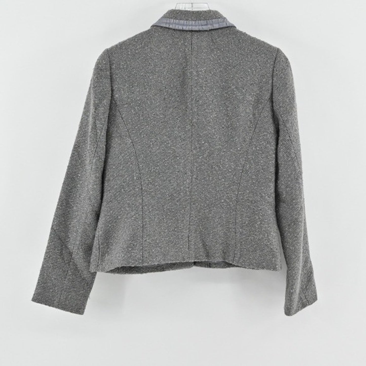 Vtg Kasper Womens Tweed Blazer Size 6 Gray Wool Metallic Career Business Jacket