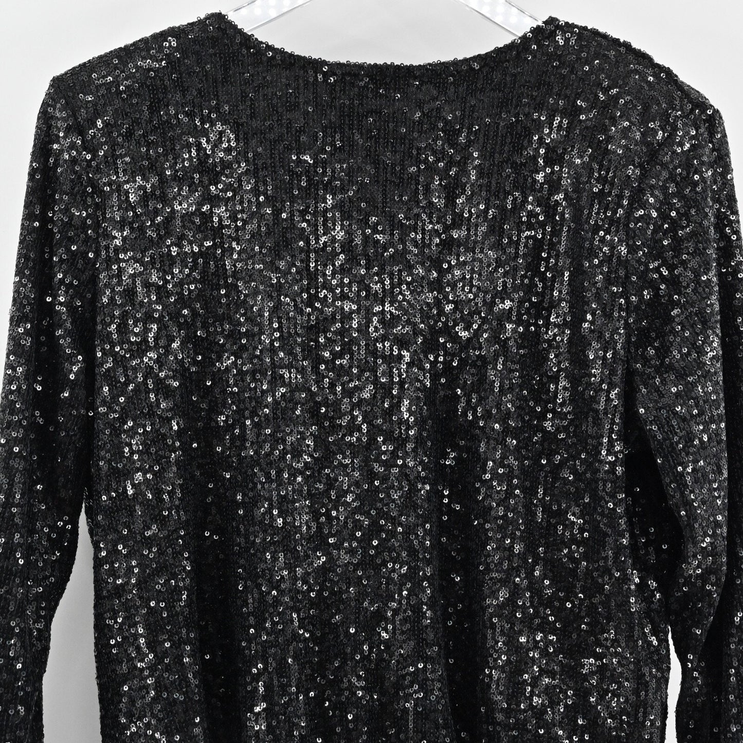 RACHEL ZOE Womens Sequin Bodysuit Size L Black V Neck Long Sleeve Glam Wrap Top