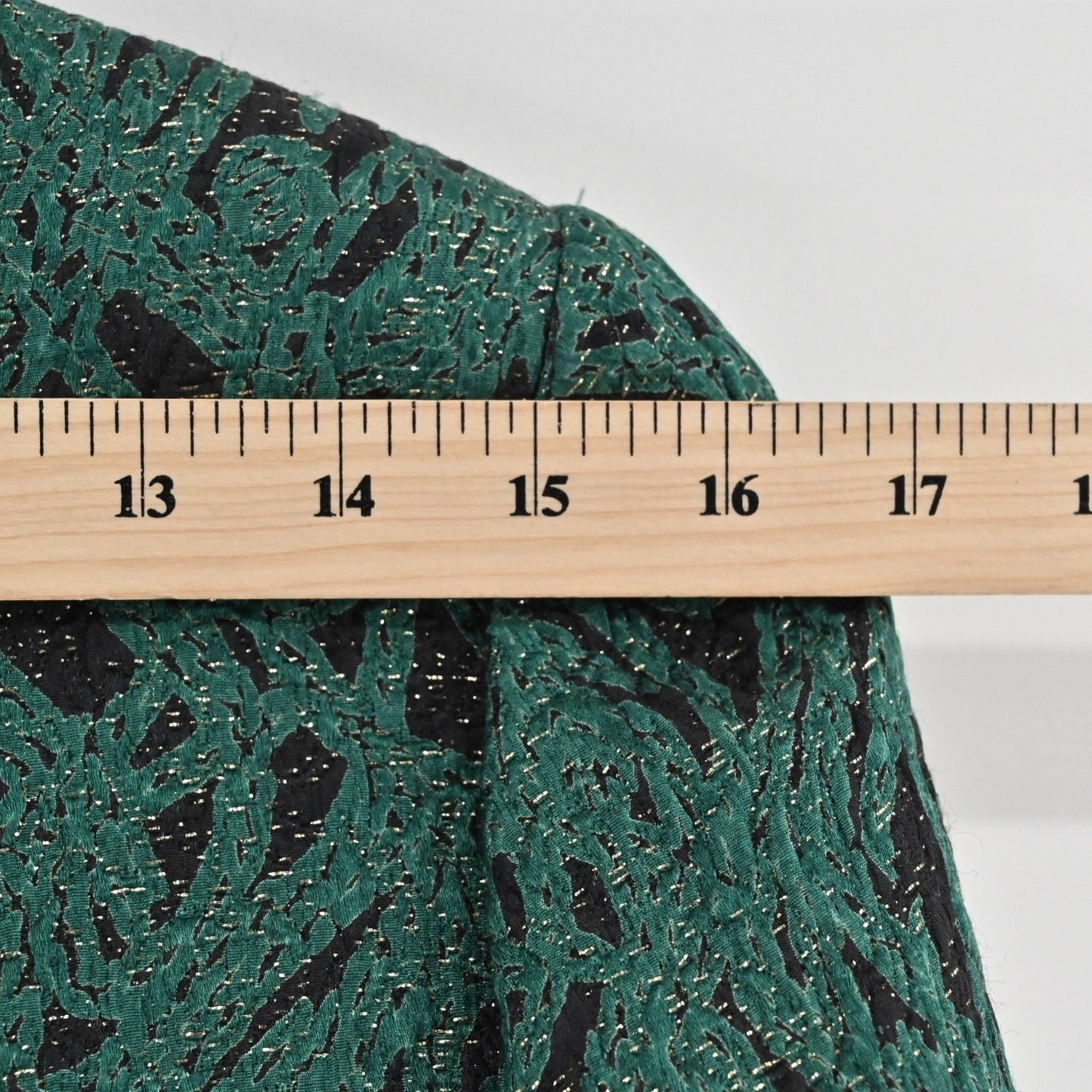Vtg 80s PARVEEN COUTURIERE Womens Shimmer Jacquard Skirt Suit Sz 12 Green Career