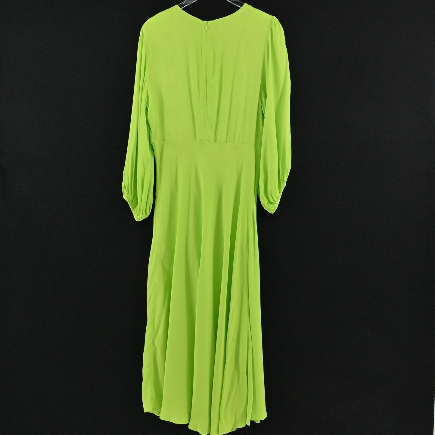 FARM Rio Lime Green Midi Dress Size 1X Cut Out Detail Long Sleeve Dopamine Boho