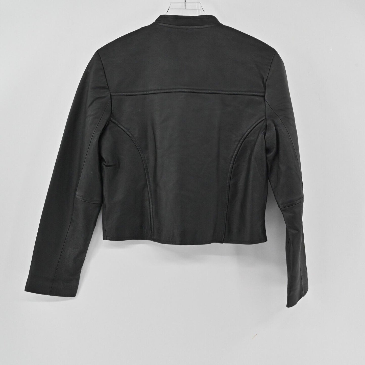 Vtg SERGIO VADDUCCI Jacket Womens Size M Black Leather Long Sleeve Short Zip Up