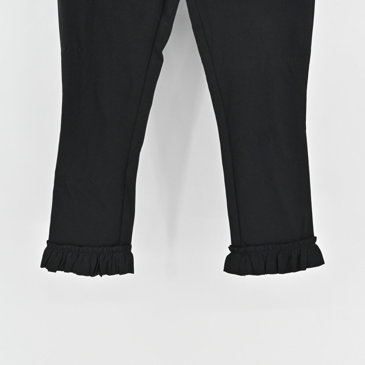 Anthropologie Cartonnier Womens Black Pants Size 2 Ruffle Hem Cropped Capri