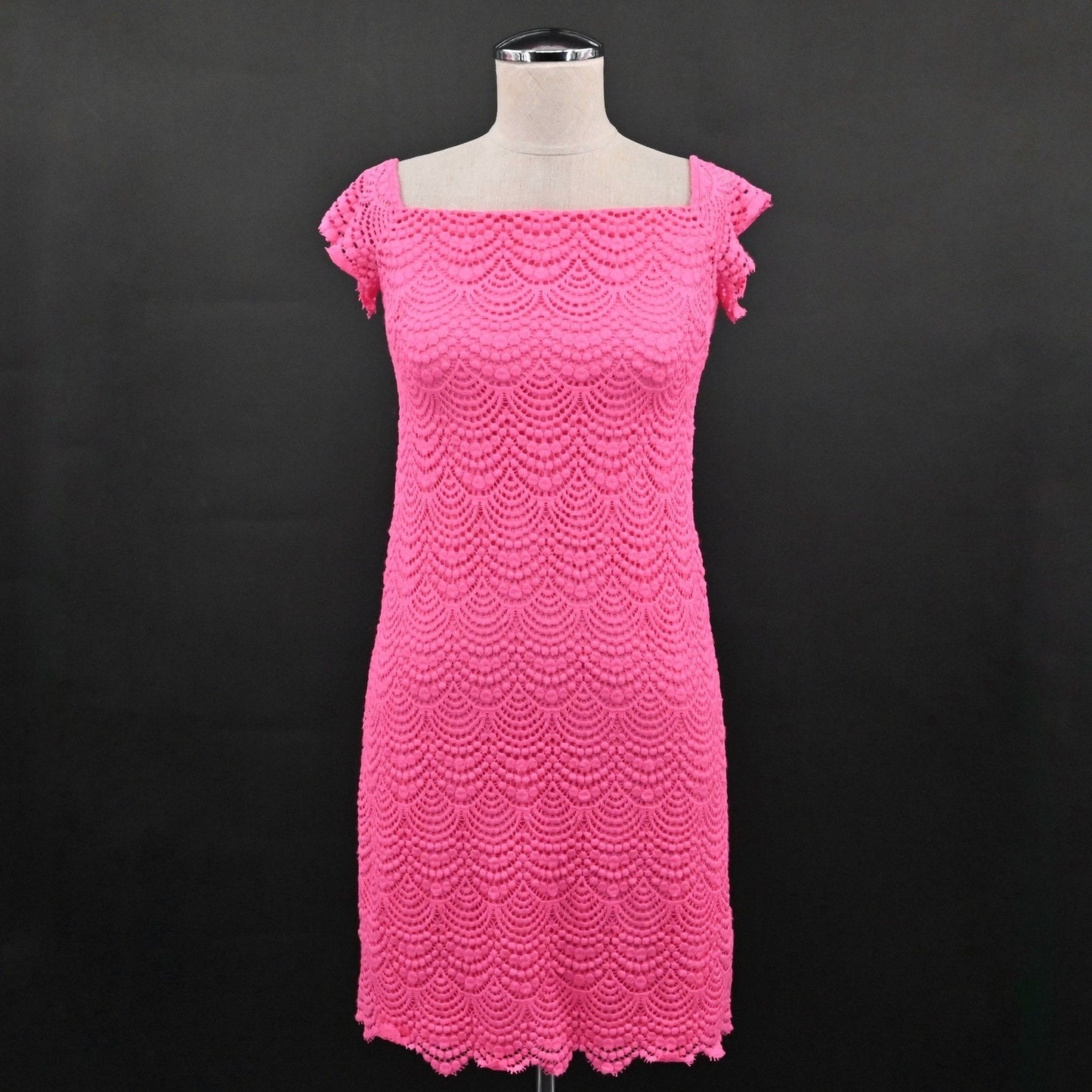 Lilly Pulitzer Jade Off The Shoulder Mini Dress Size XS Pink Lace Preppy Boho