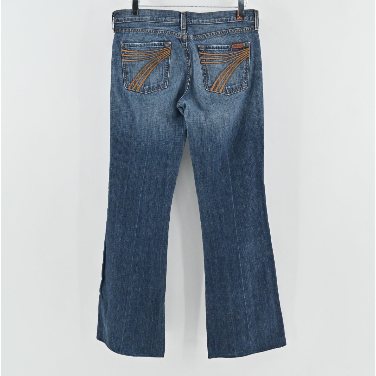 7FAM Womens Dojo Wide Leg Flare Jeans Size 30 Stretch Denim Medium Western USA