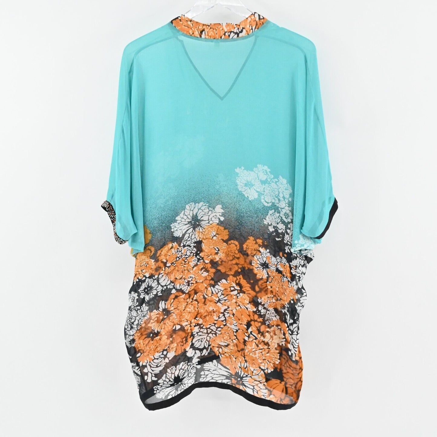 PETANU by PASHMA Top Womens Size M Silk Beaded Tunic Multicolor Floral Relaxed