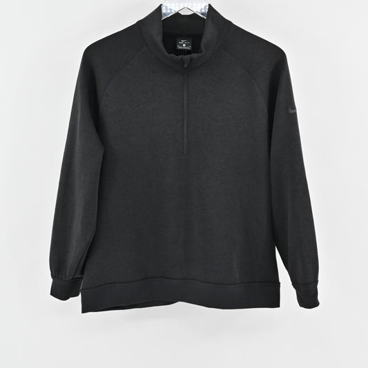NIKE Mens Quarter Zip Sweatshirt Size M Dark Gray Mock Neck Dri Fit Logo Casual
