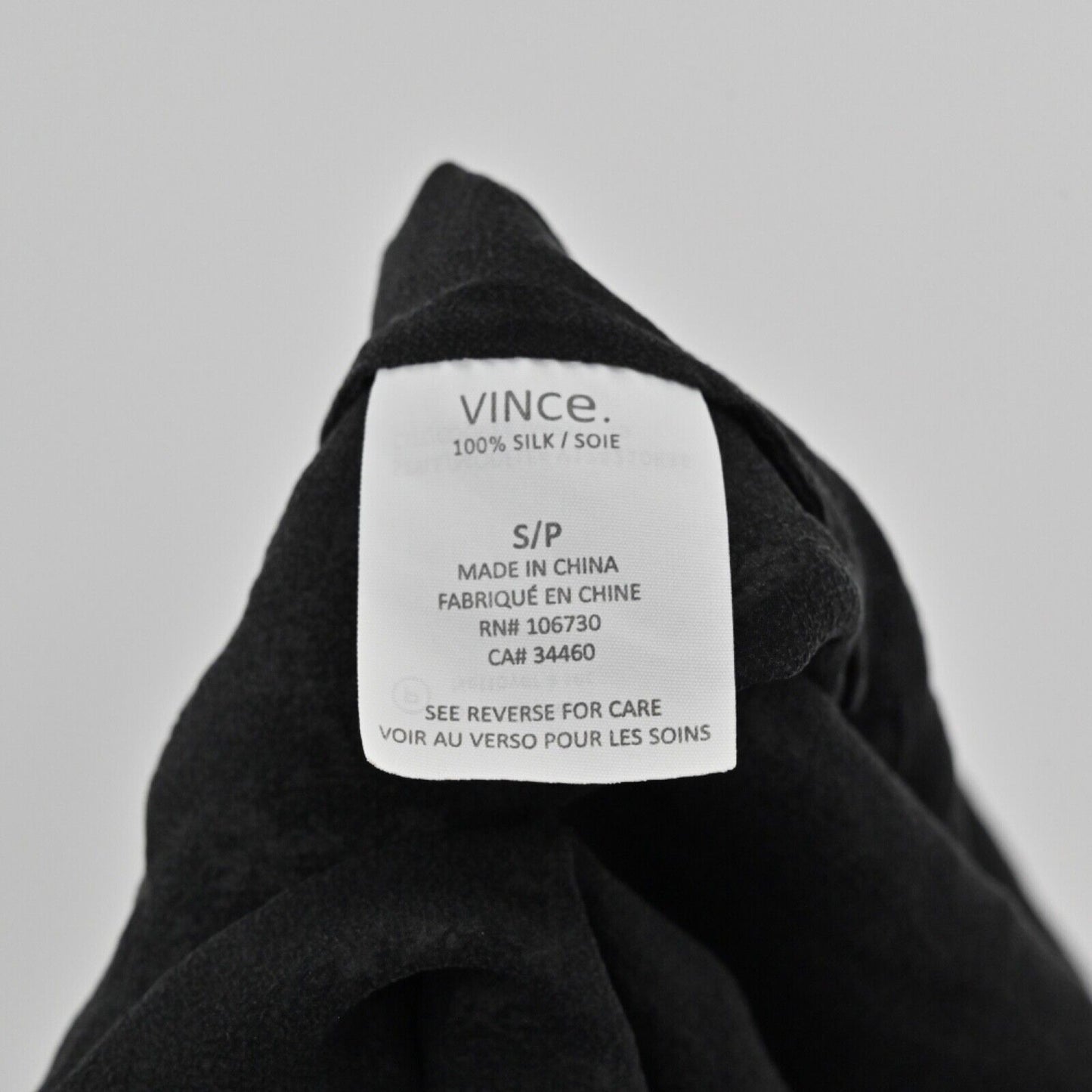 VINCE Top Women Sz S Black White Burnout Print 100% Silk Chiffon Tank Minimalist