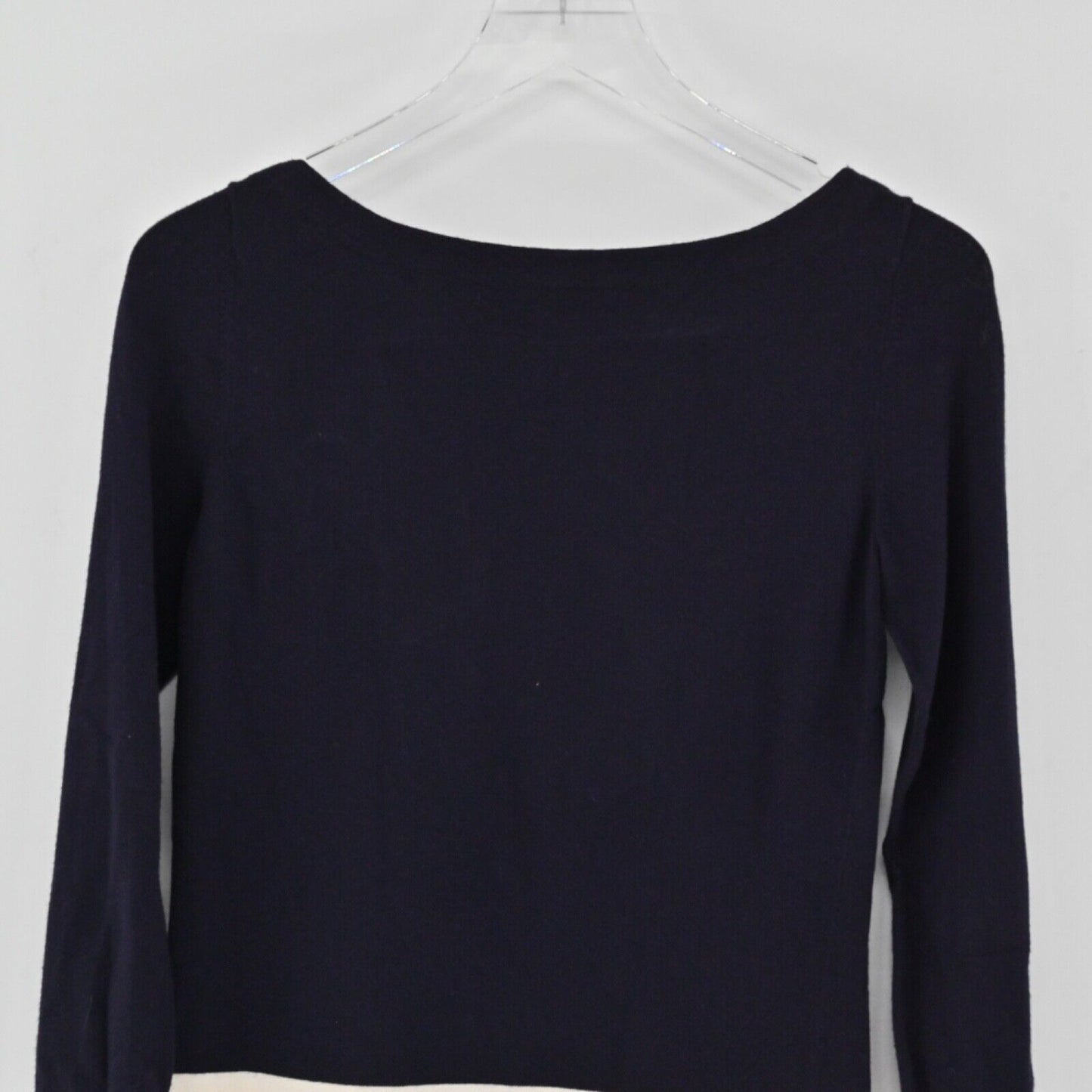 THEORY Sweater Womens Size M Navy Blue Red Stripe Jesup Dream Boat Neck Preppy