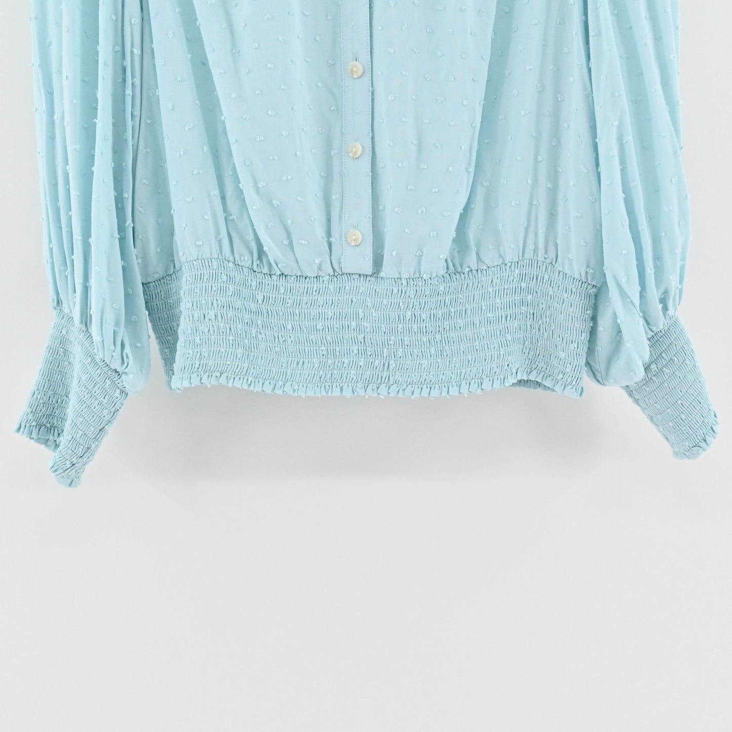 Anthropologie Maeve Womens Rosa Top Size S Blue Swiss Dot Smocked Blouse Boho