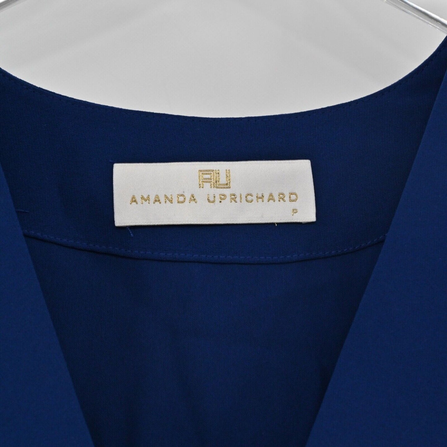 AMANDA UPRICHARD Dress Womens Sz XS Royal Blue Deep Vneck Long Sleeve Shift USA