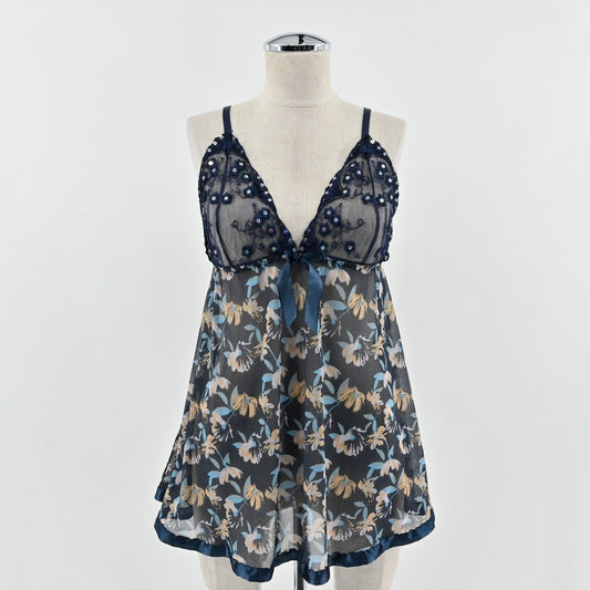 Carrie Amber Babydoll Lace Top Size S Dark Romantic Fairygrunge Floral Sheer Y2k