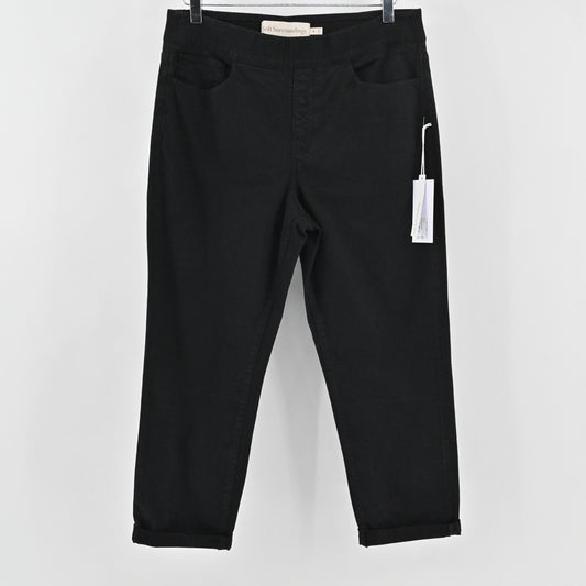 Soft Surroundings Womens Pull On Crop Pants Size M Black Stretch Casual