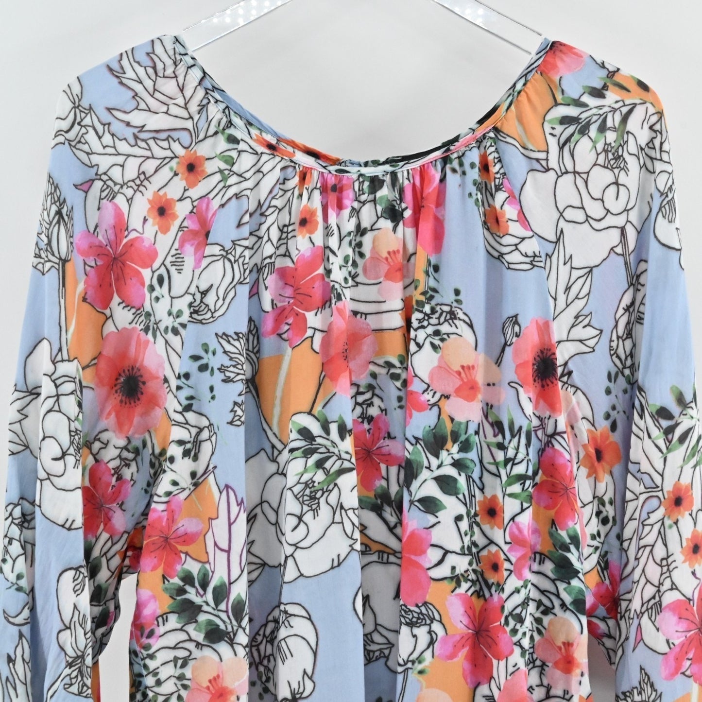 Tolani Collection Womens Floral Top Size S Balloon Sleeve Peasant Blouse India