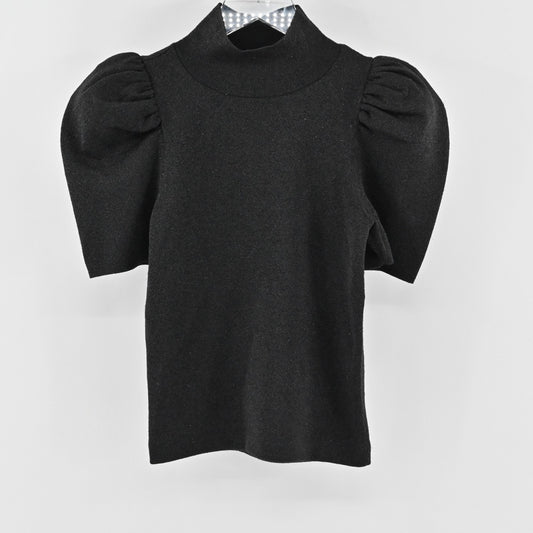 Alice Olivia Womens Black Issa Puff Sleeve Fitted Top Size XS Metallic Wool Chic