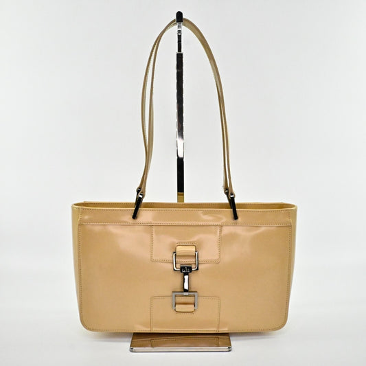 GUCCI Bag Jackie Beige Patent Leather Double Handle Classic Shoulder Tote Bag