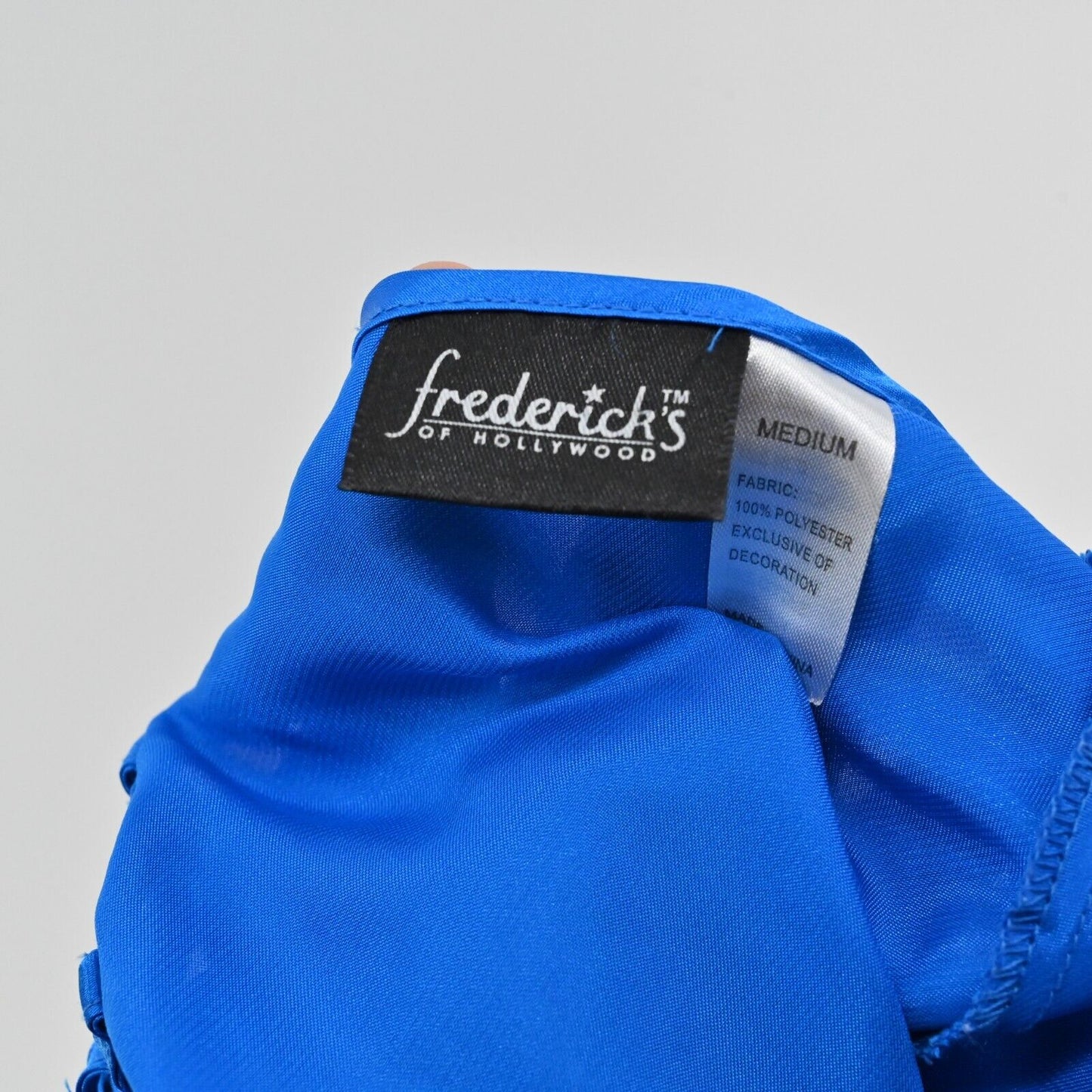 FREDERICKS of HOLLYWOOD Womens Sz M Blue Black Lace Satin Sleeveless Slip Dress