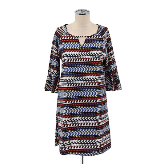 MOLLY BRACKEN Dress Women Sz XS Stripe Print Keyhole Neck Half Bell Sleeve Shift