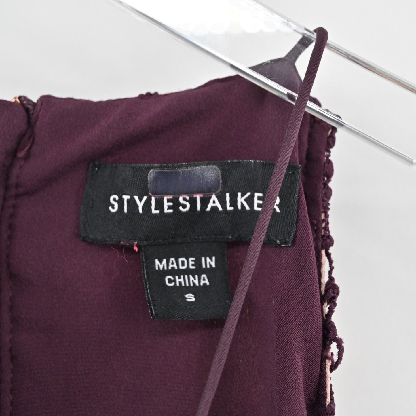 STYLESTALKER Revolve Dress Sz S Plum Rosale Floral Lace Sleeveless Cutout Hi Low