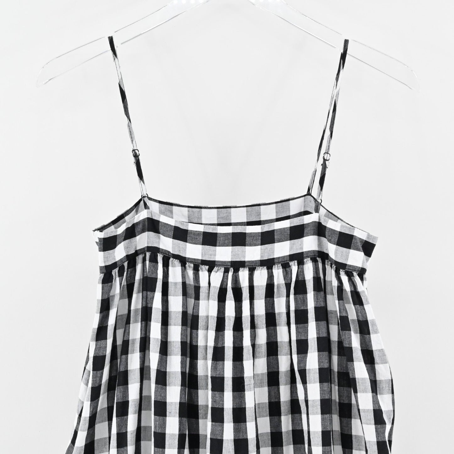 OPT Dress Size S Barbie Doll Sleeveless Straight Neck Mini Black White Gingham