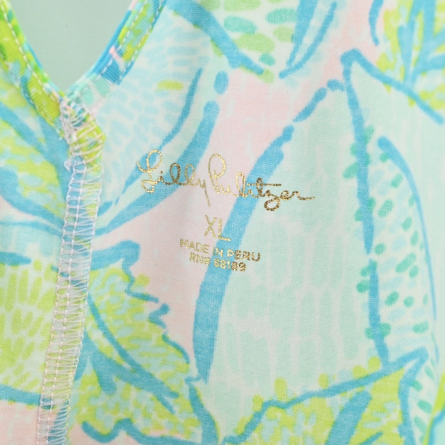Lilly Pulitzer Kristen Top Size XL Vitamine Sea Citrus Green Blue Sleeveless