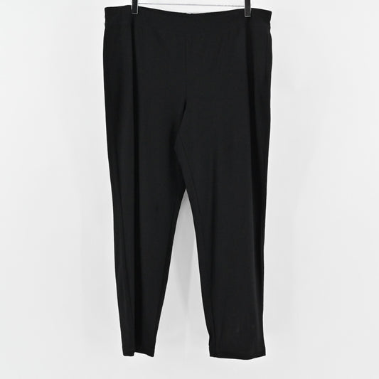 EILEEN FISHER Pants Womens Sz XL Black Pull On Straight Leg High Rise Minimalist