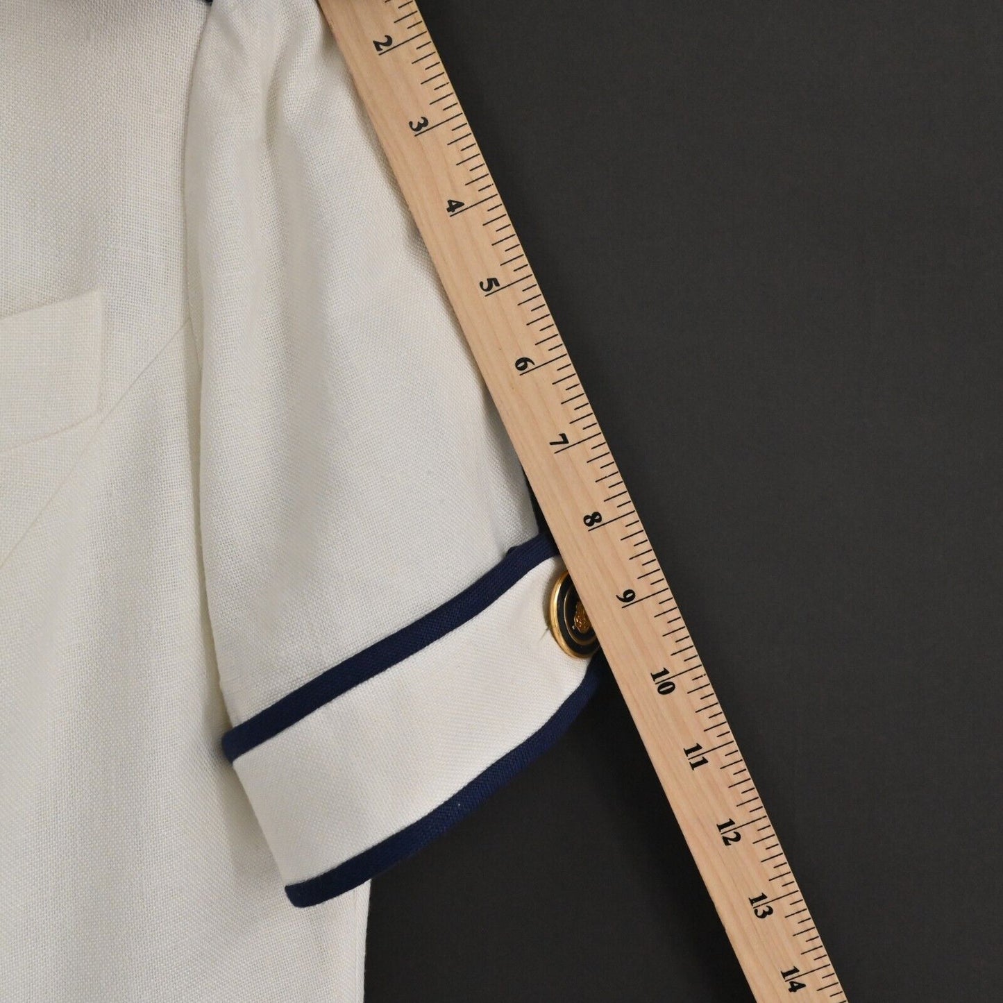 Vtg BILL BLASS Dress Womens Size 6 Navy Button Front Epaulet Preppy Nautical 80s