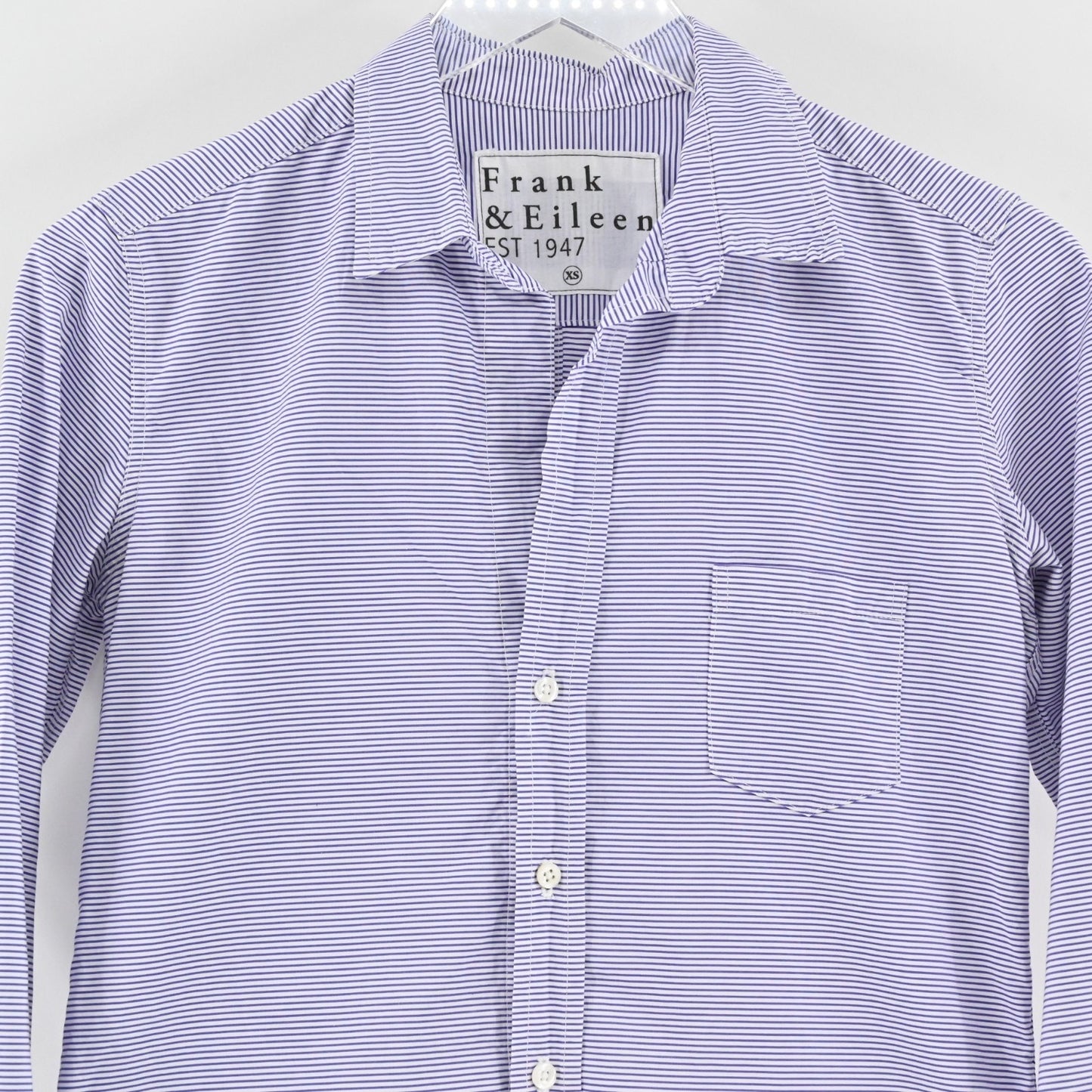 Frank Eileen Womens Barry Button Front Top Size XS Purple White Stripe Blouse