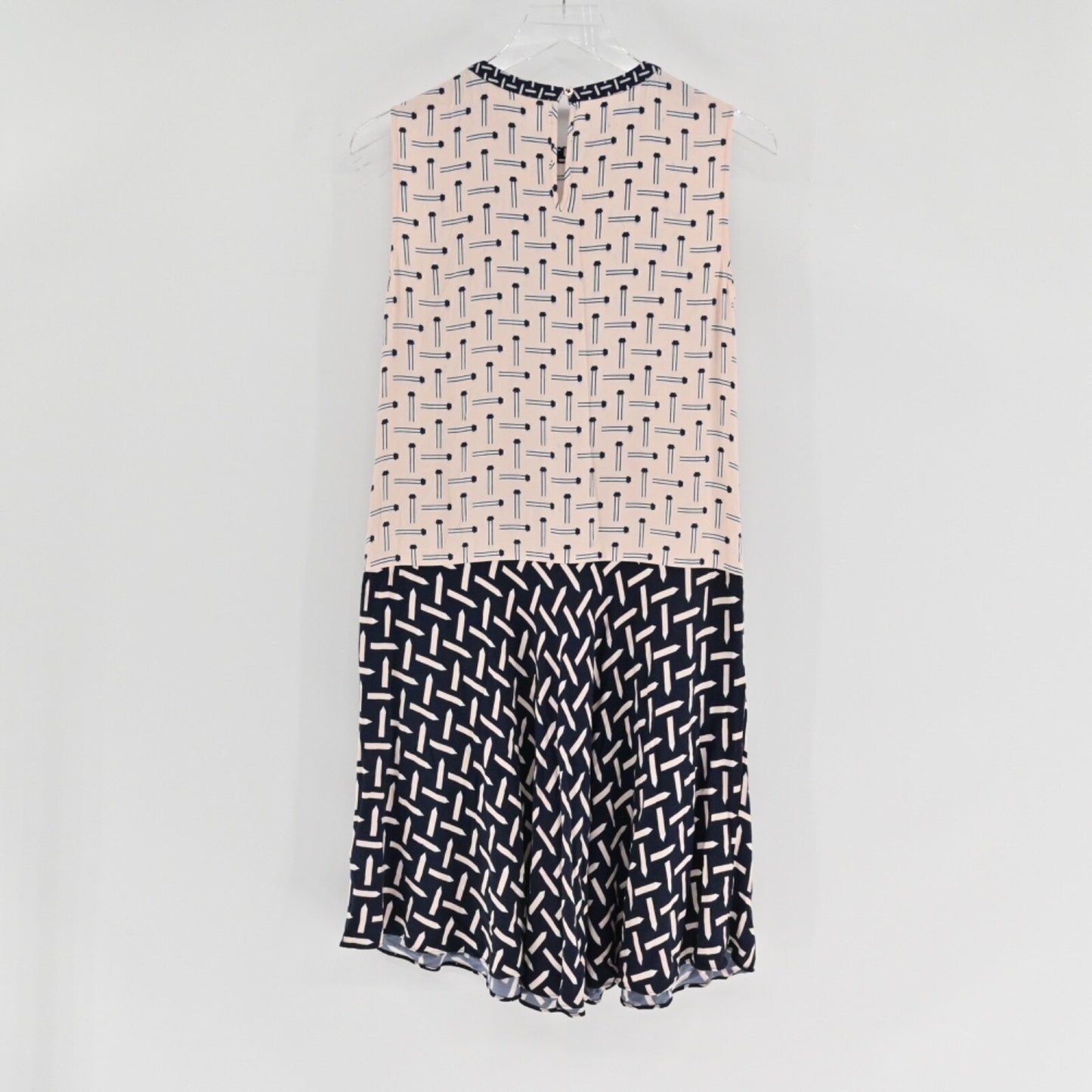 TED BAKER Womens Pencil Print Shift Dress Sz 4 Pink Blue Sleeveless Art Teacher