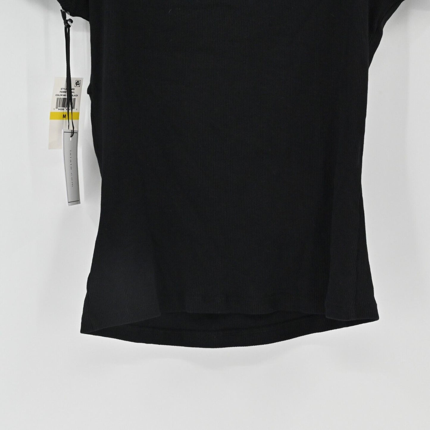 1 STATE Top Womens Size M Black Chic Classic Knotted Front Ribbed Minimalist NEW