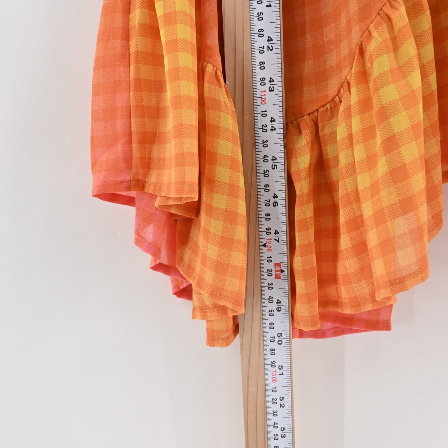 G by GIULIANA Dress Size L Orange Ombre Gingham Print Button Front Smocked Midi