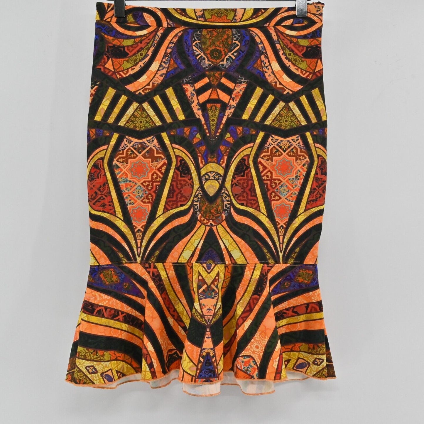 TORN by RONNY KOBO Skirt Womens Sz S Orange Boho Geometric Paris Trumpet Pencil