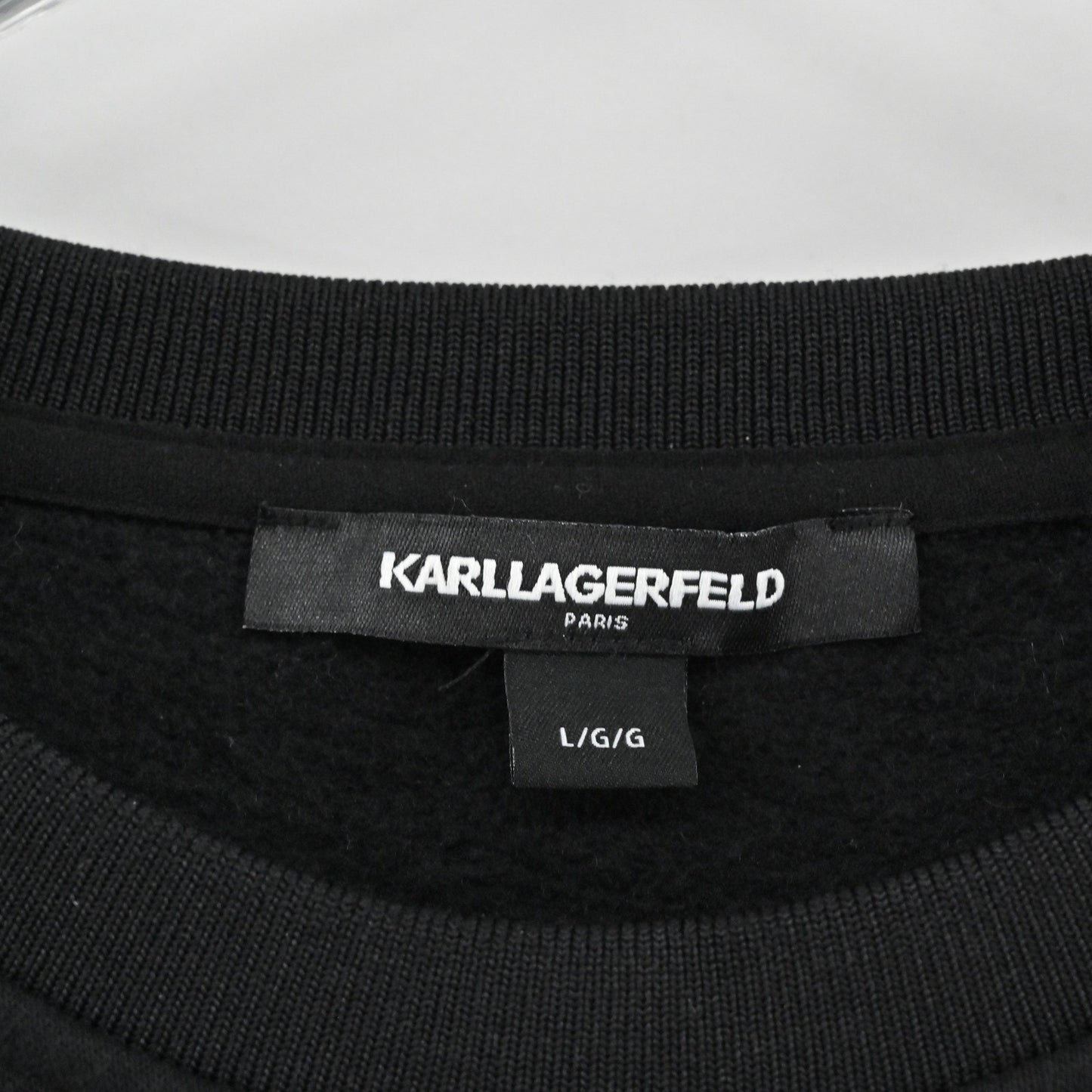 Karl Lagerfeld Mens Slim Fit Tonal Logo Sweatshirt Size L Black Crewneck Grunge