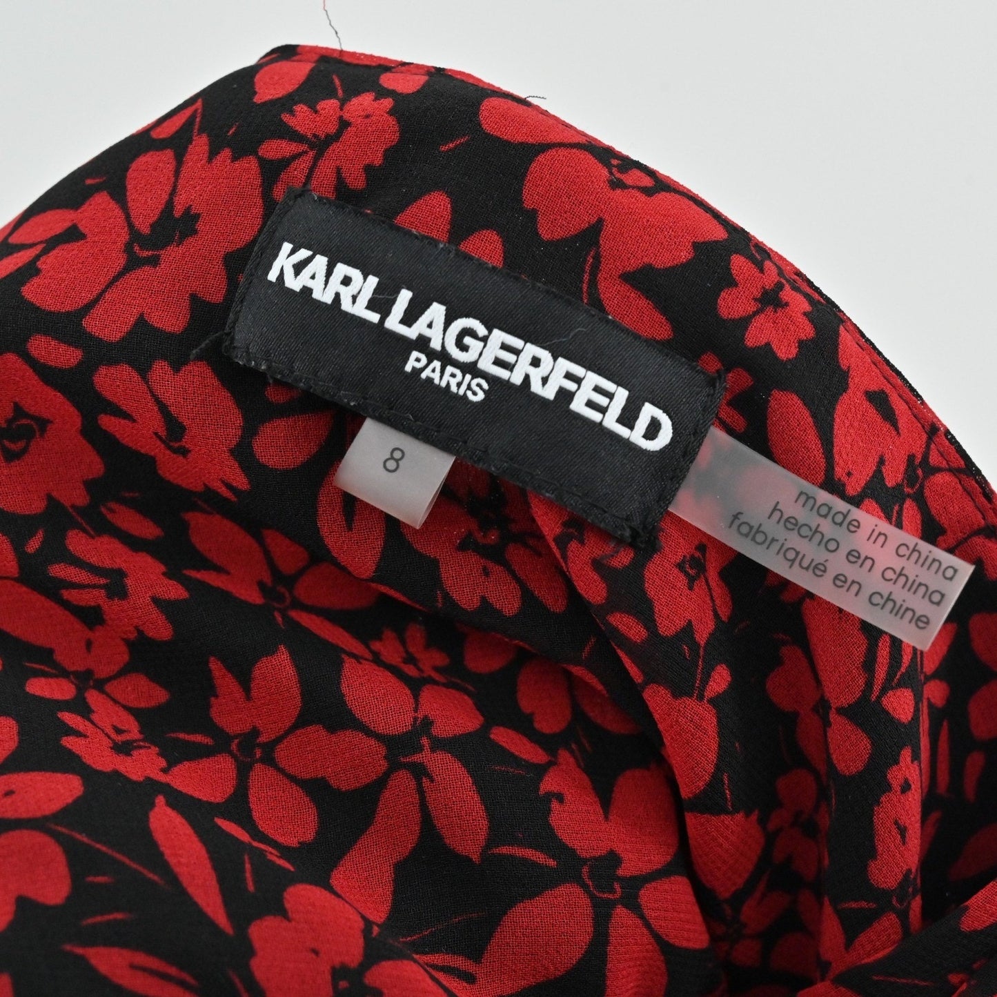 Karl Lagerfeld Ruched Floral Midi Skirt Size 8 Chiffon Ruffle Handkerchief Hem