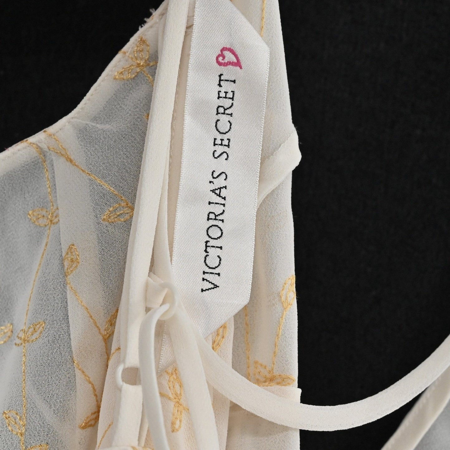 Vtg Victorias Secret Embroidered Slip Dress Size M Chemise Maxi Ethereal Floral