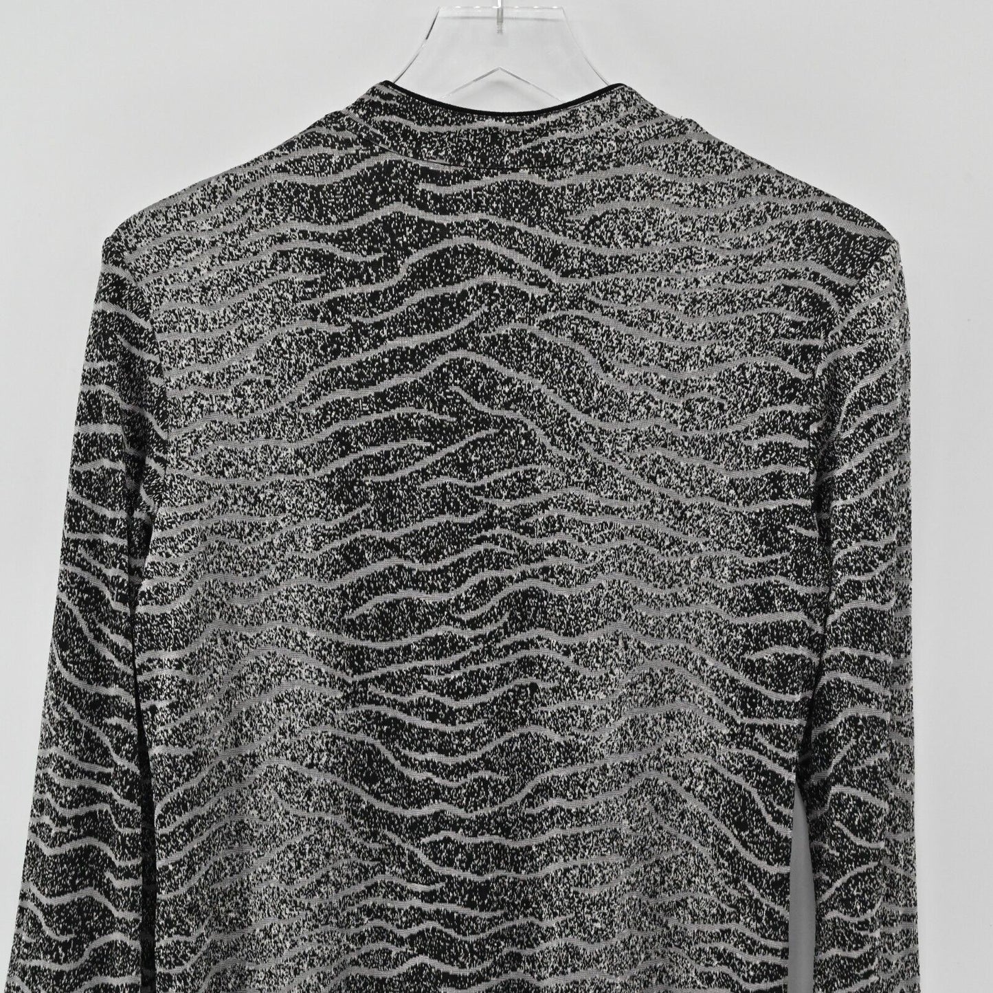 CHICOS Sweater Womens Size M Slinky Knit Long Sleeve Zebra Print Cardigan Jacket