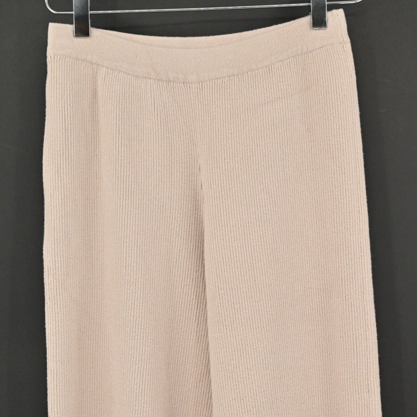 VEILED Pants Womens Size XS Beige Remy Ribbed Knit Elastic High Rise Wide Leg