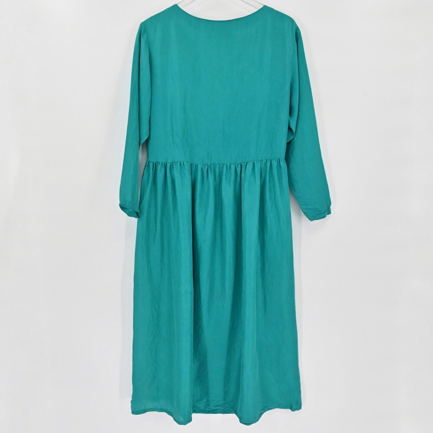 Vtg Victorias Secret Gold Label Silk Dress Size S Teal Button Modest Timeless