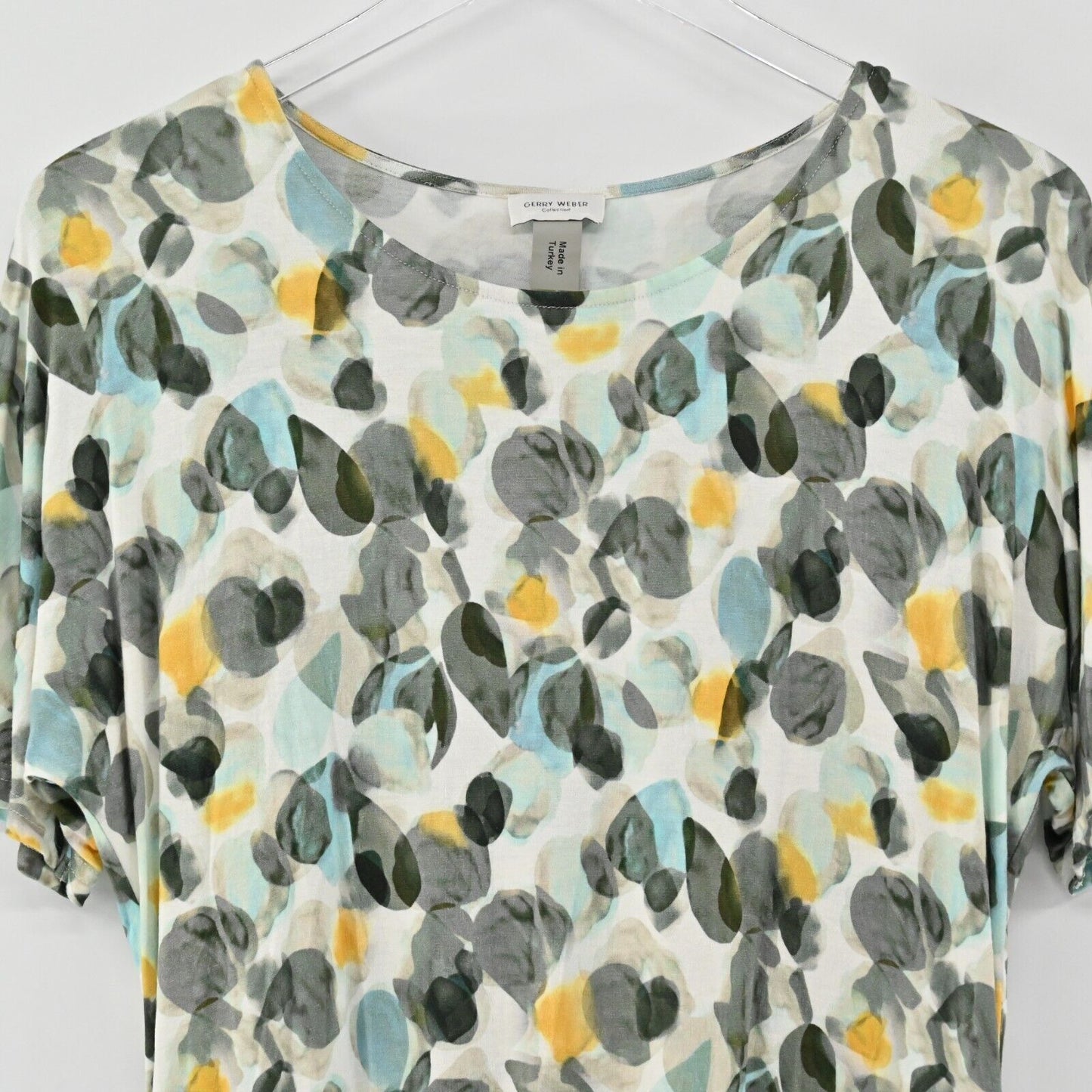 GERRY WEBER Top Womens Size 6 Collection Multicolor Abstract Print Short Sleeve