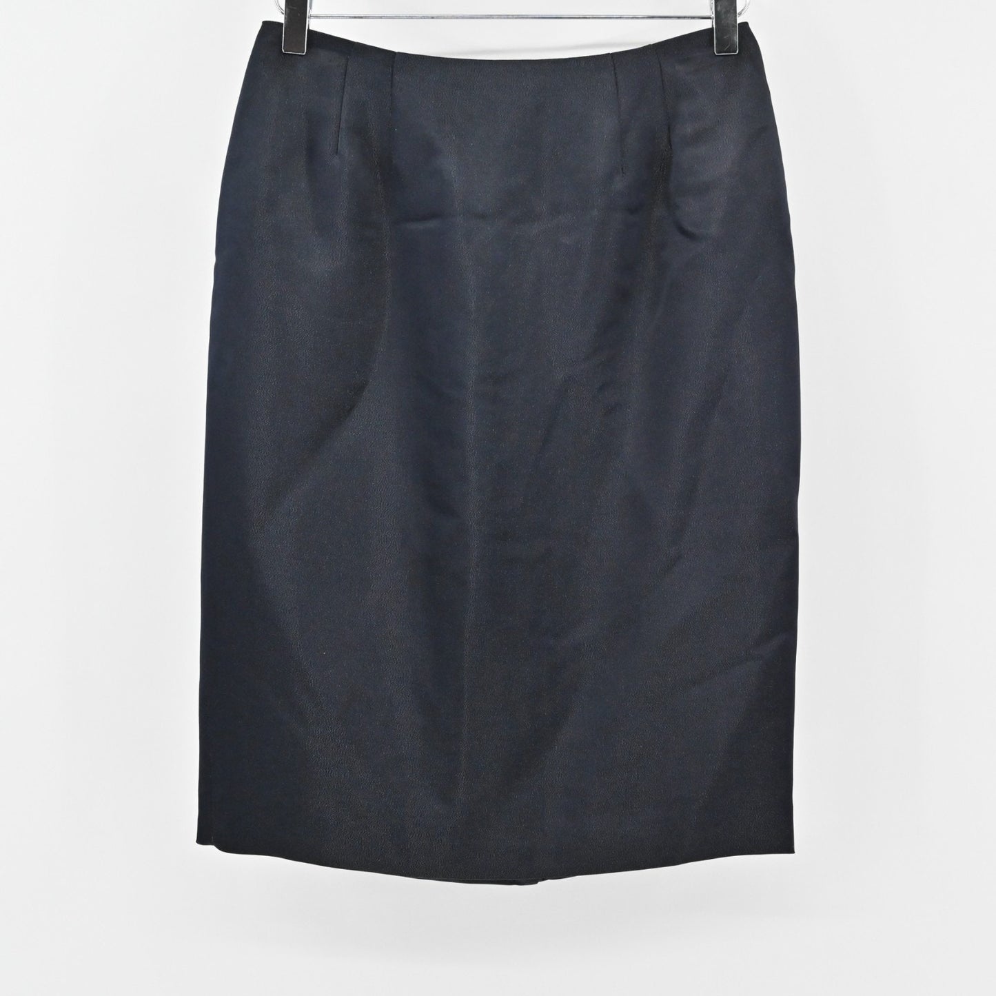 Linda Allard Ellen Tracy Silk Pencil Skirt Size 6 Navy Blue Metallic Office NEW