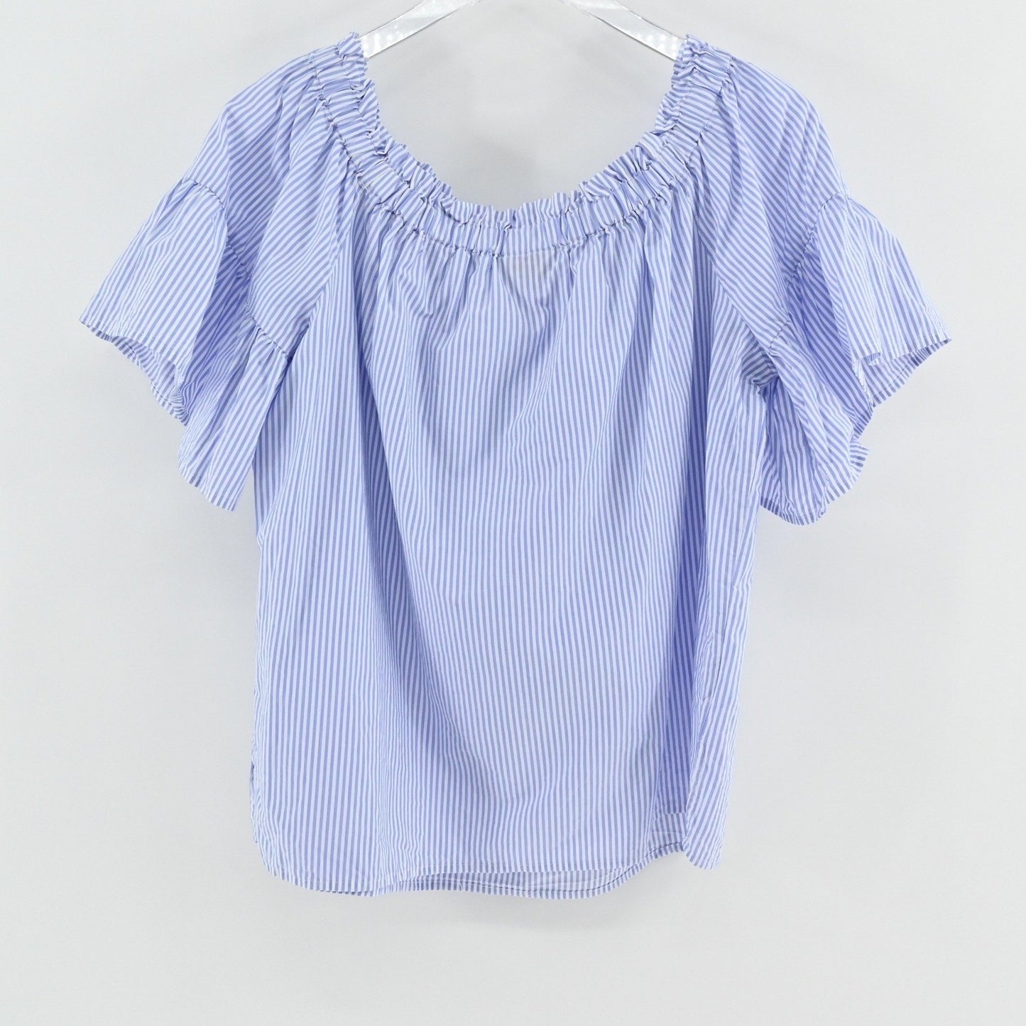 Kate Spade Womens Broome Street Stripe Off The Shoulder Top Size L Ruffle Sleeve