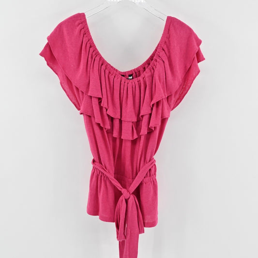 Ralph Lauren Womens Jersey Off Shoulder Pink Top Size XL Ruffle LRL Blouse NEW