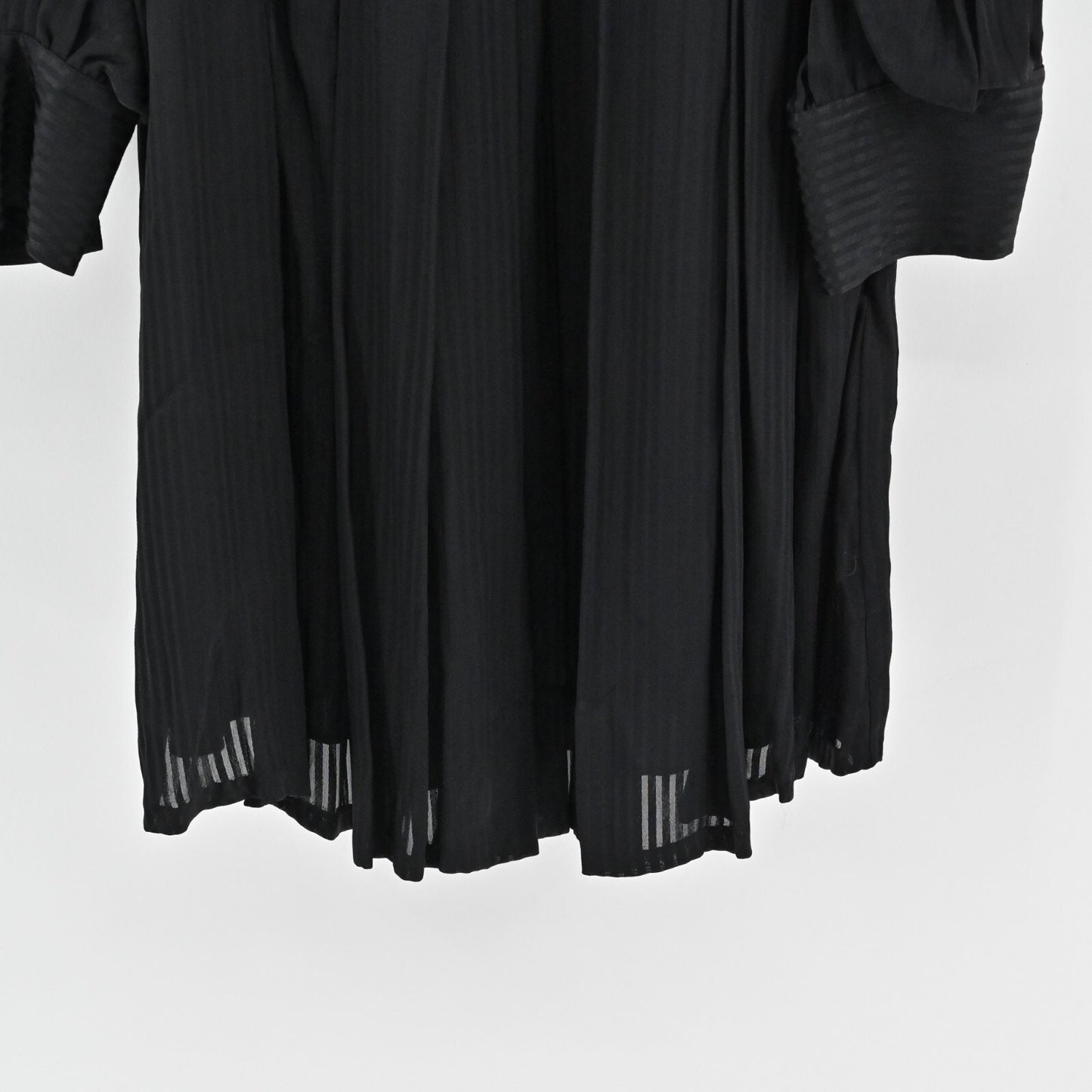 REBECCA TAYLOR Shadow Stripe Dress Sz 12 Black Long Sleeve Classic Minimalist