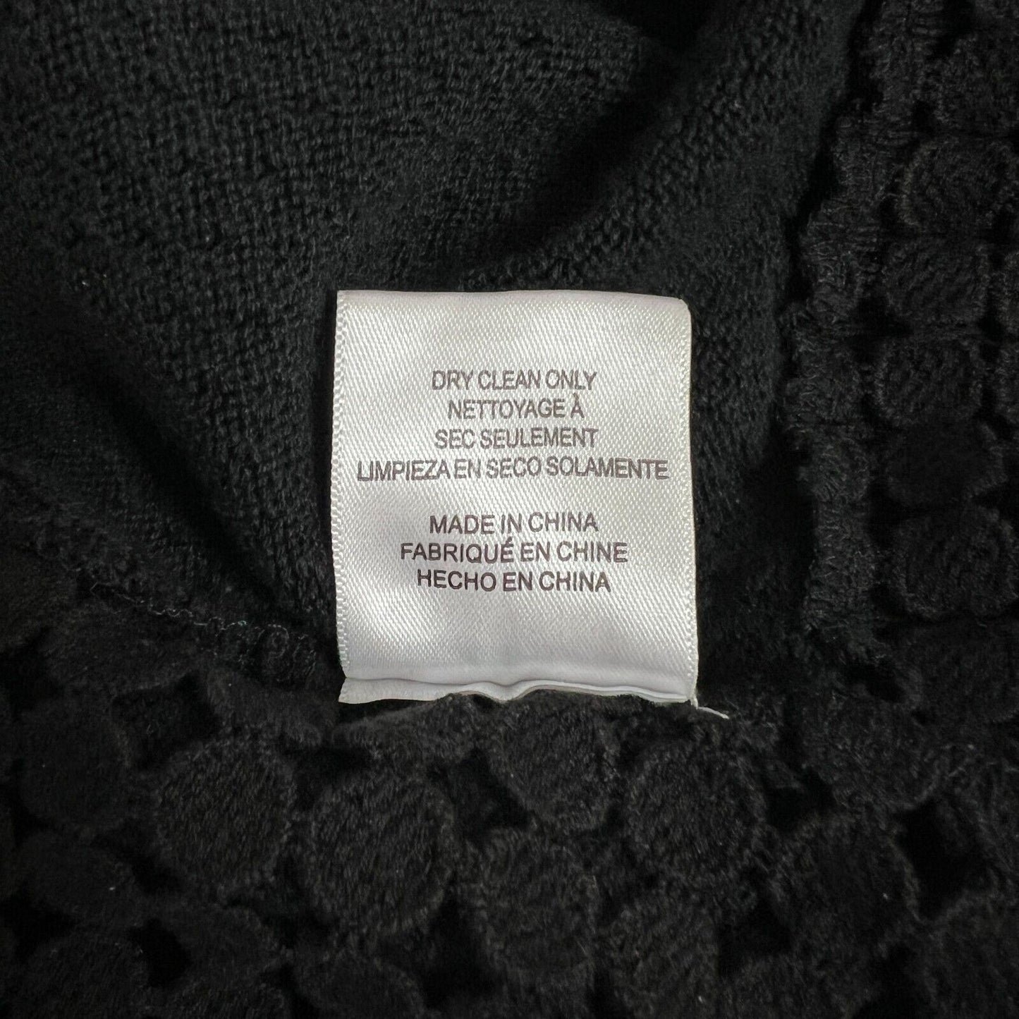 SACHIN BABI Top Womens Size Large Black Knit Split Back Dotted Mesh Layer Trim